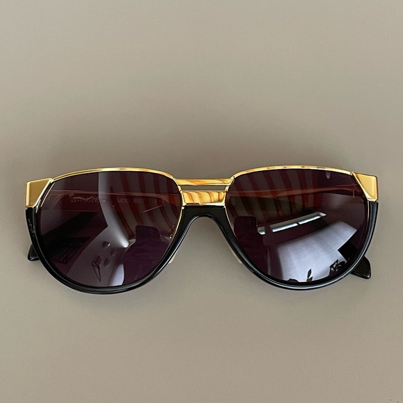 Vintage West Germany Brendel Sunglasses Black Gold Model 8507 - Picture 2 of 10